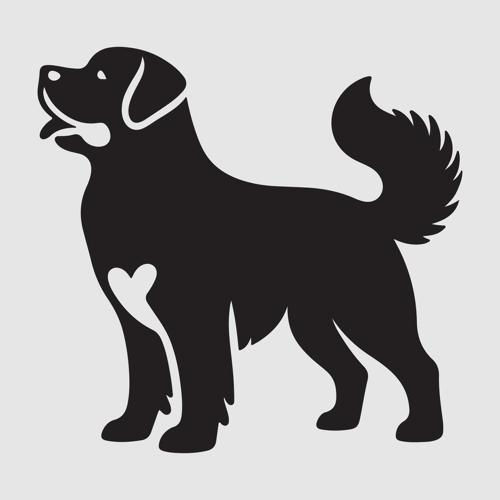 Silhouette of a dog with a minimalist design and white background vector