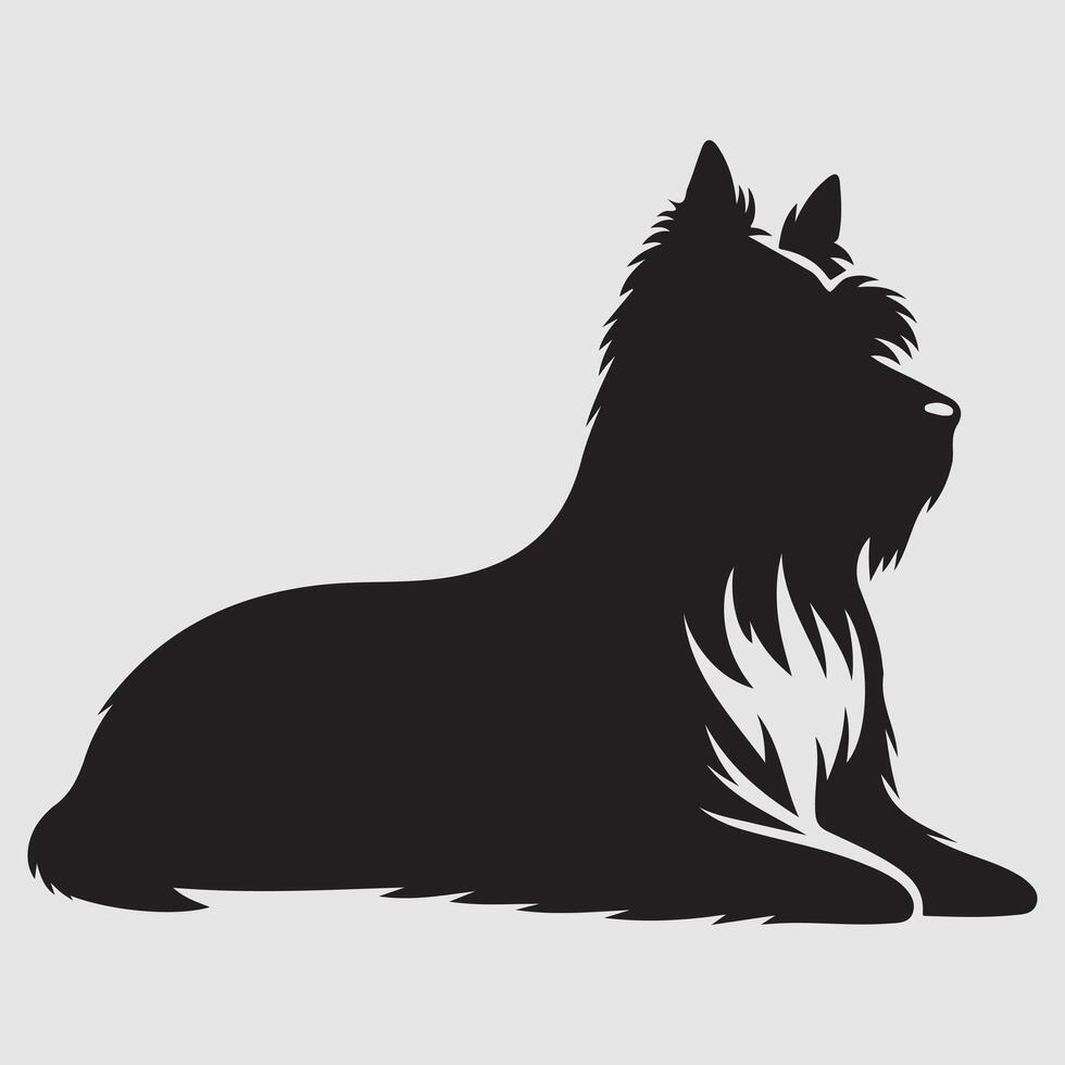 Silhouette of a dog with a minimalist design and white background vector