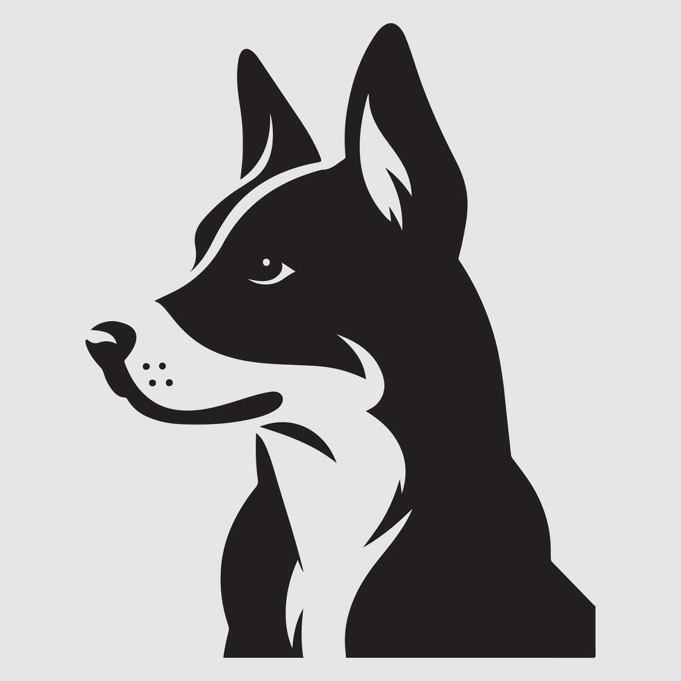 Silhouette of a dog with a minimalist design and white background vector