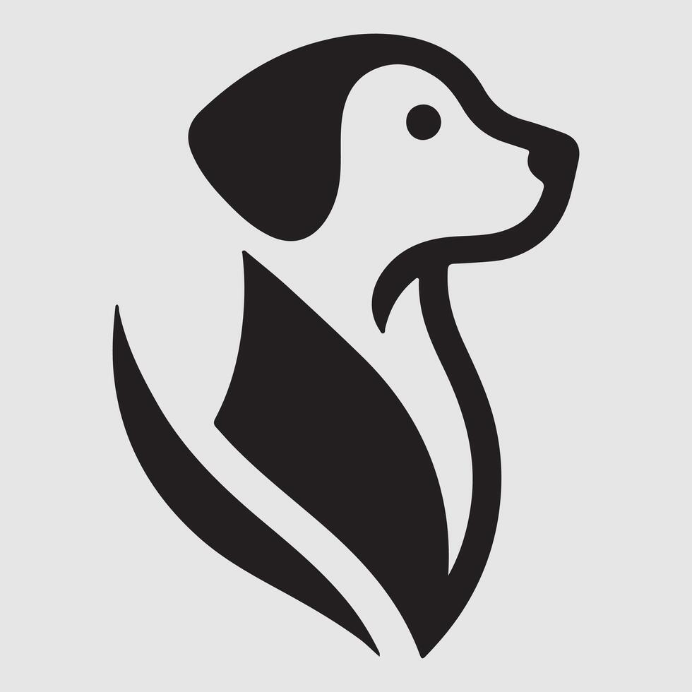 Silhouette of a dog with a minimalist design and white background vector