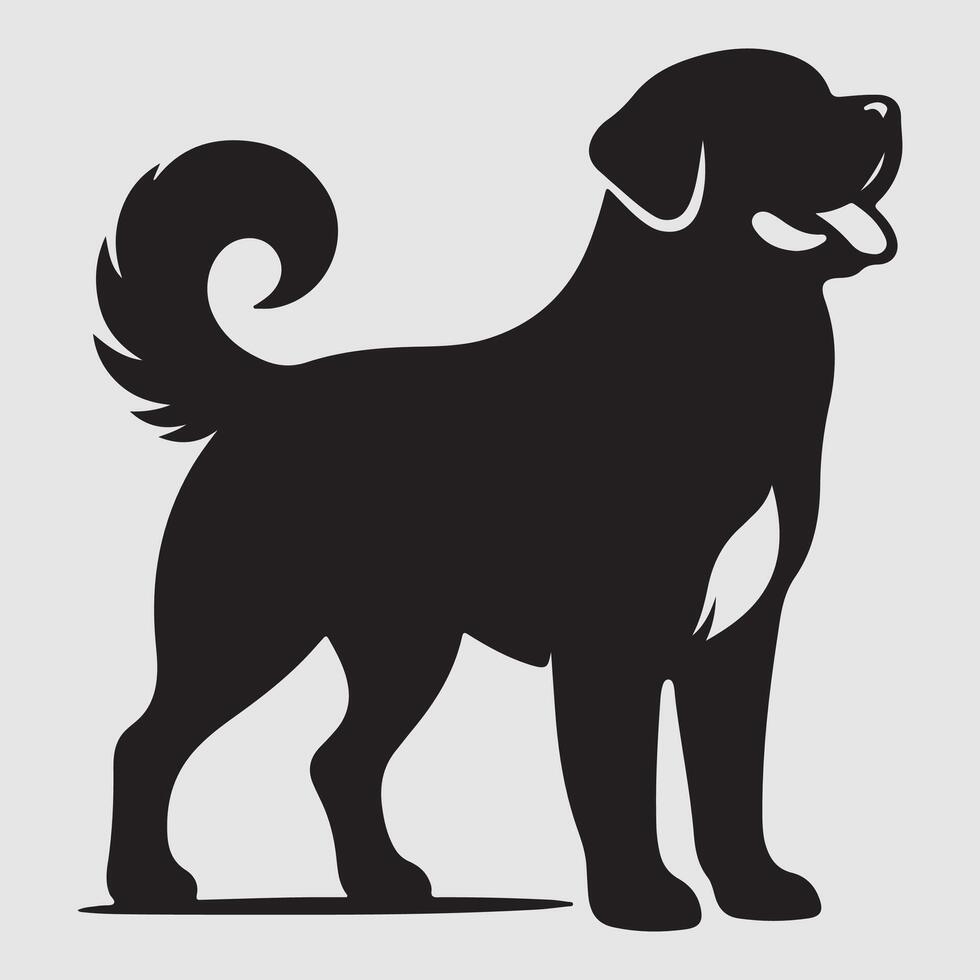 Silhouette of a dog with a minimalist design and white background vector