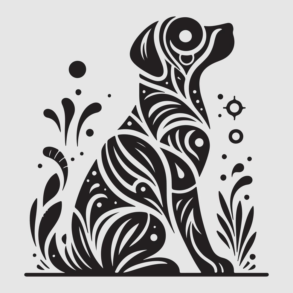 Silhouette of a dog with a minimalist design and white background vector