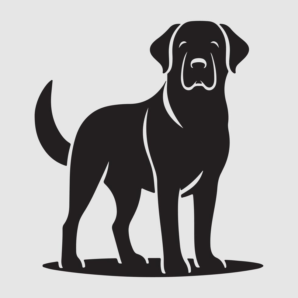 Silhouette of a dog with a minimalist design and white background vector