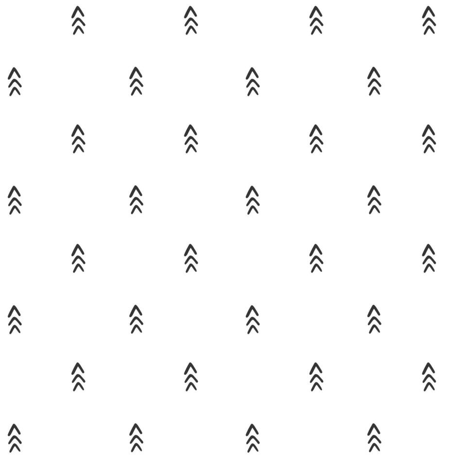 Seamless pattern with simple abstract shapes, fir. Monochrome geometric backgrounds vector