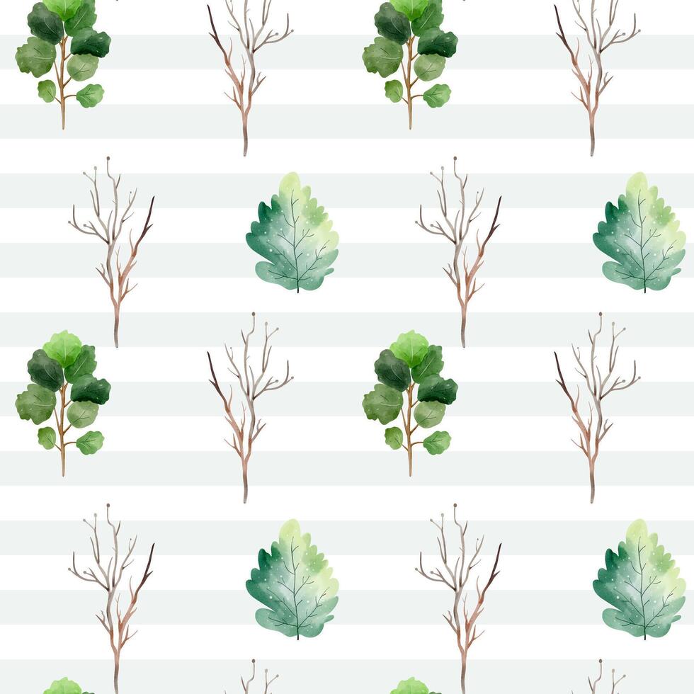 Seamless pattern with watercolor trees. Woodland backgrounds. Creative floral texture. vector