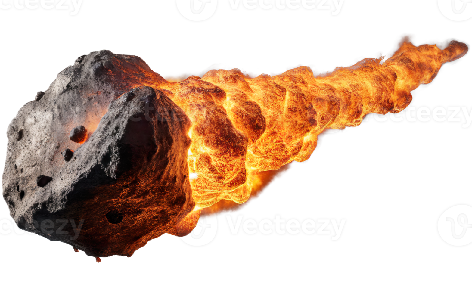 burning meteorites, asteroids on isolated background png