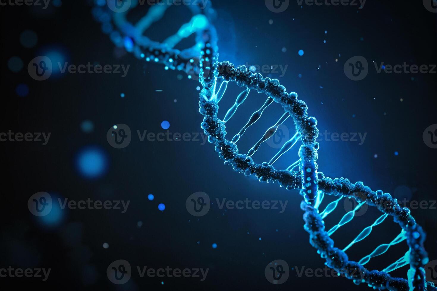 dna spiral on bokeh background with space for text photo
