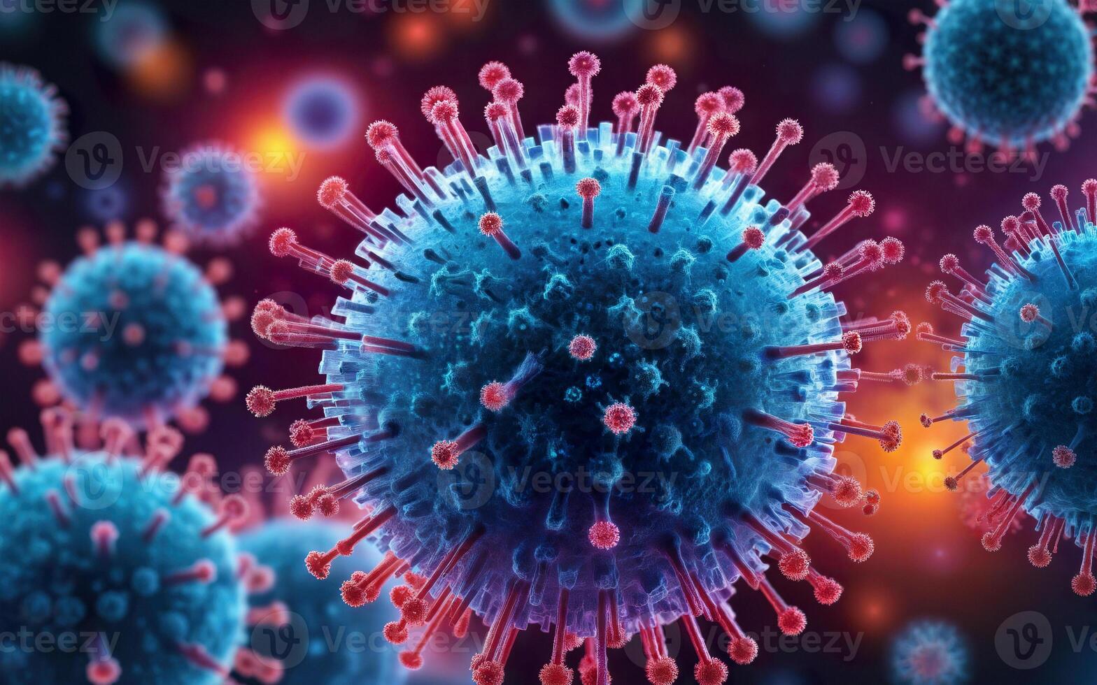virus molecules, viral infection outbreak, rotavirus, microscopic view, close-up photo