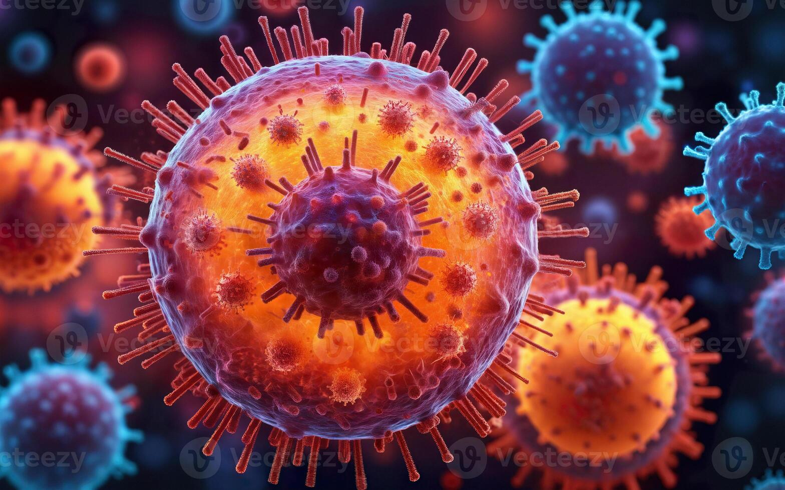 virus molecule genome, viral infection outbreak, rotavirus, microscopic view, close-up photo