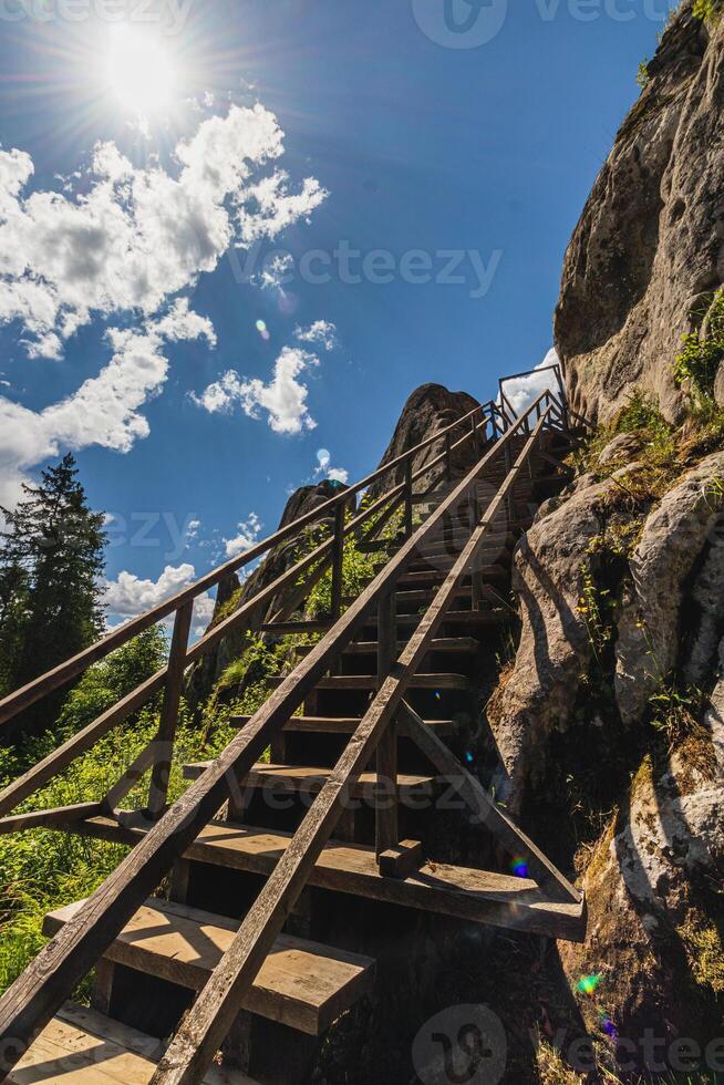 a rocks in Tustan fortress place Skole Beskids National Nature Park Lviv region photo