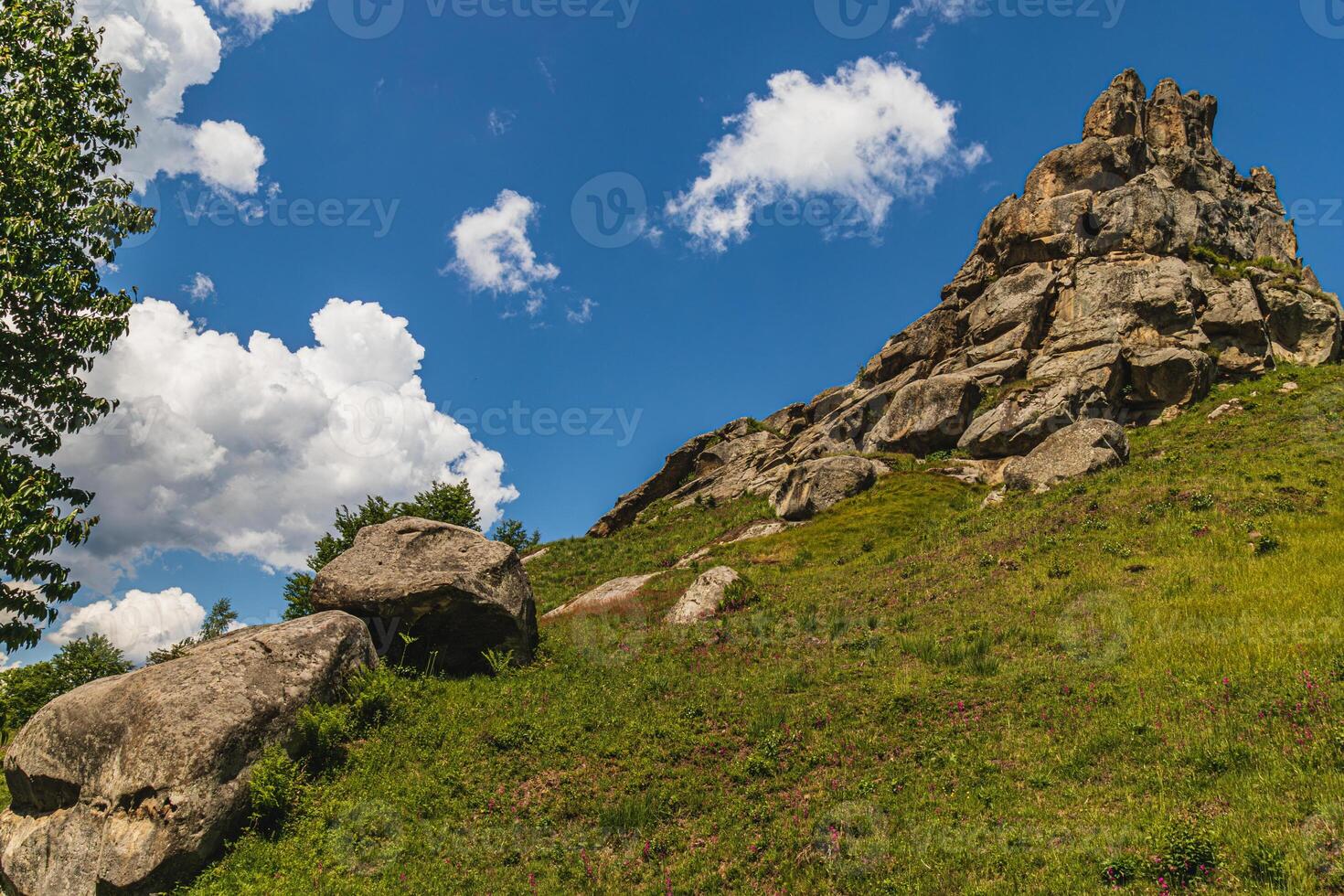 a rocks in Tustan fortress place Skole Beskids National Nature Park Lviv region photo