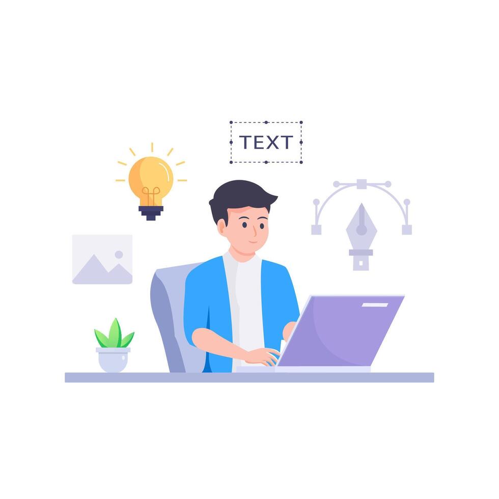 Graphic designer work on desk illustration. vector