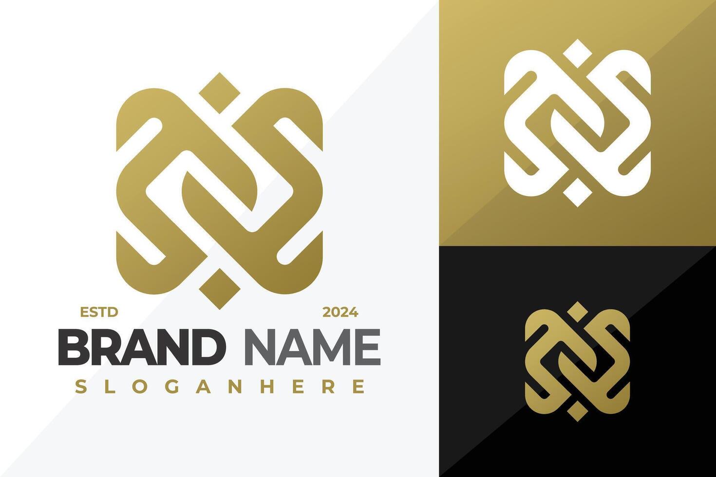 Letter N Unique Monogram logo design symbol icon illustration vector