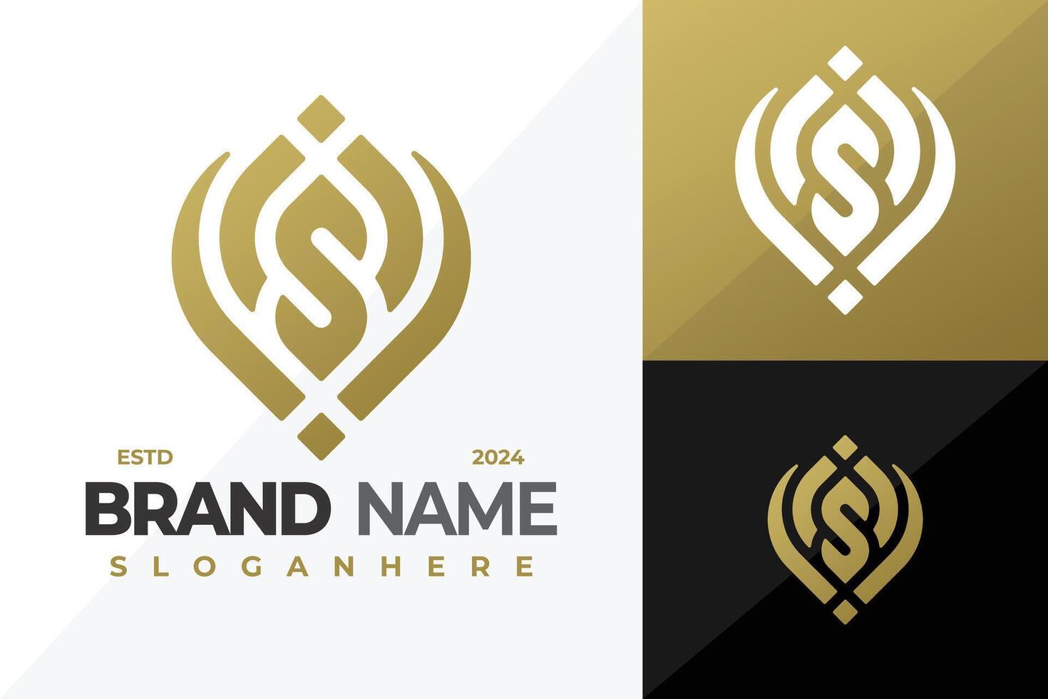 Letter S Leaves Monogram logo design symbol icon illustration vector