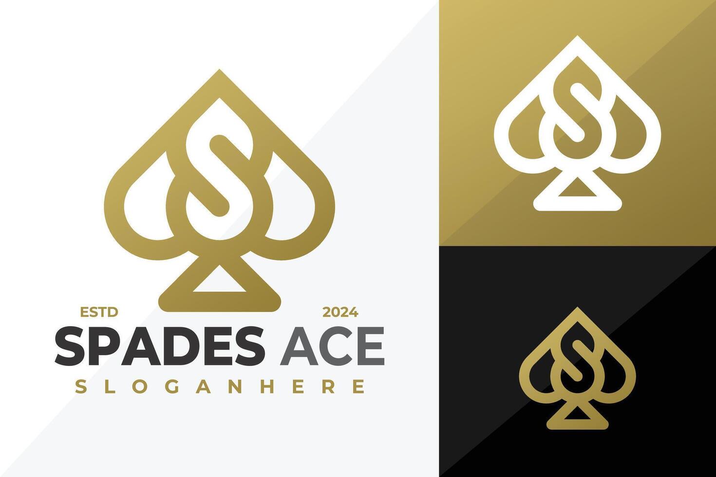 Letter S Spade Ace logo design symbol icon illustration vector
