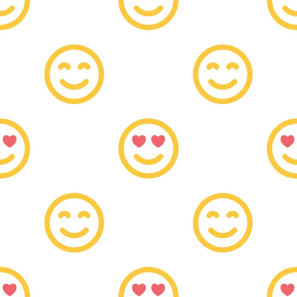 Seamless pattern with emoji, smiles in love, messages, social media elements. Chatting concept. Fabric texture, textile design in flat style on white background. Love concept vector