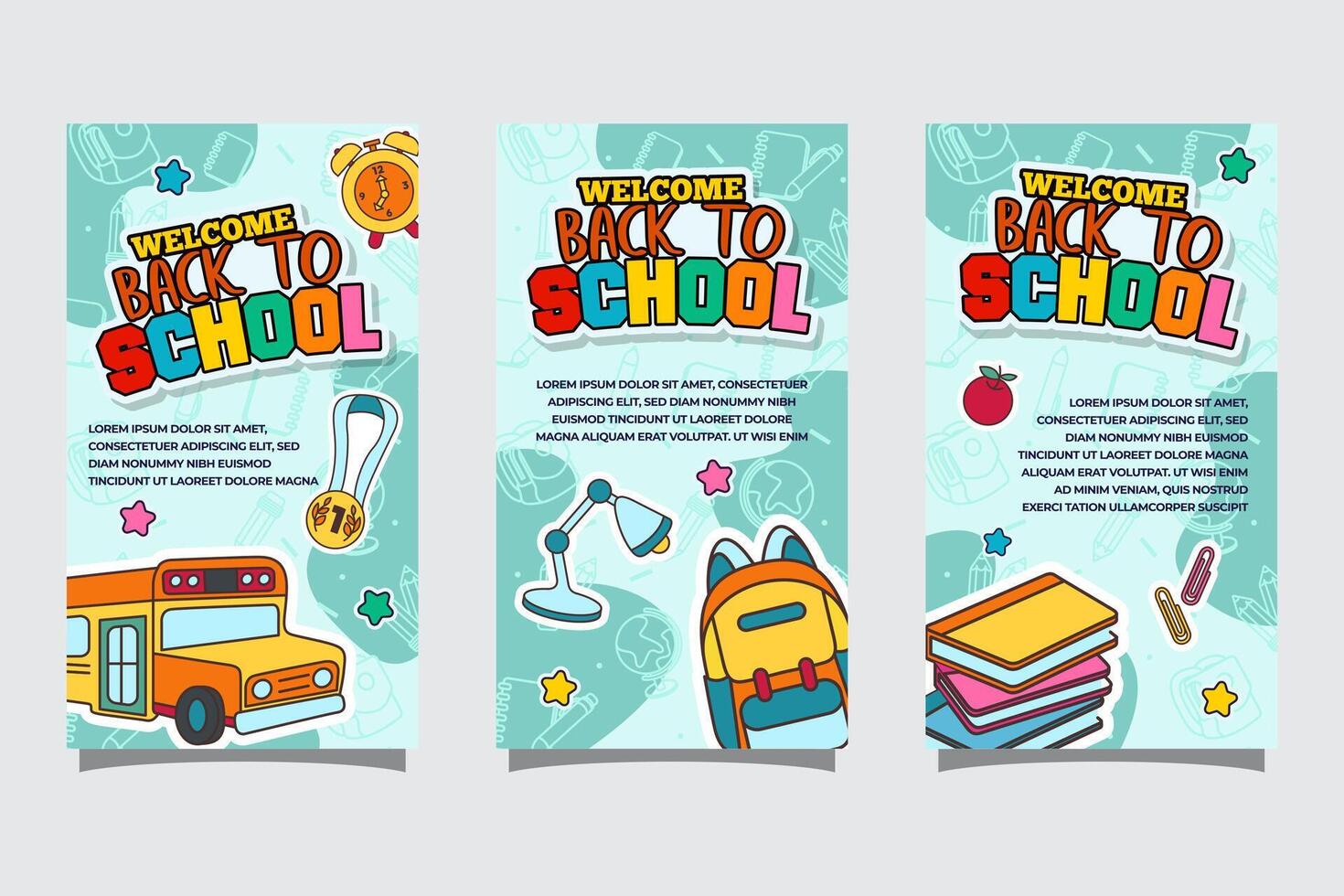 back to school Social Media Stories Templates Illustration vector