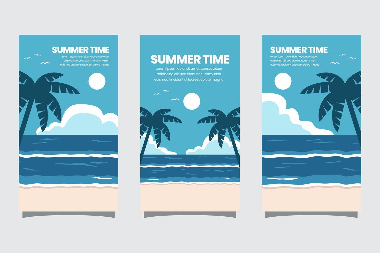 Summer time social media post banner template illustration in Minimalistic style vector