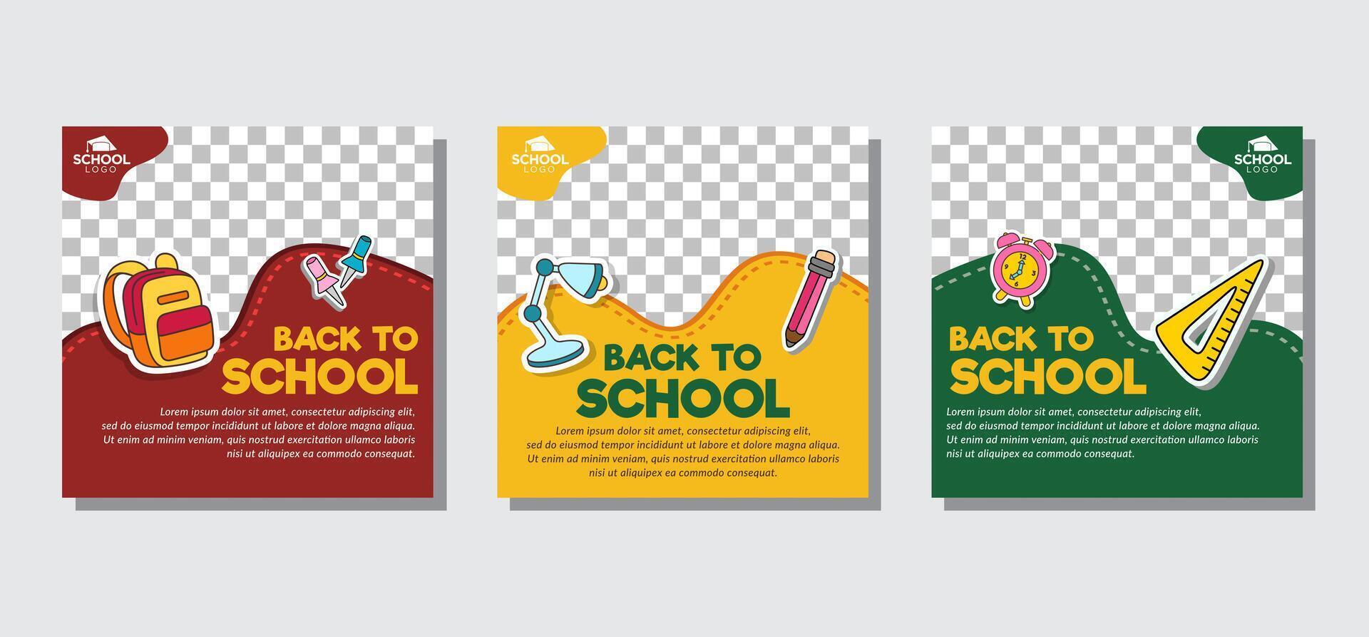 back to school Social Media Post Templates vector