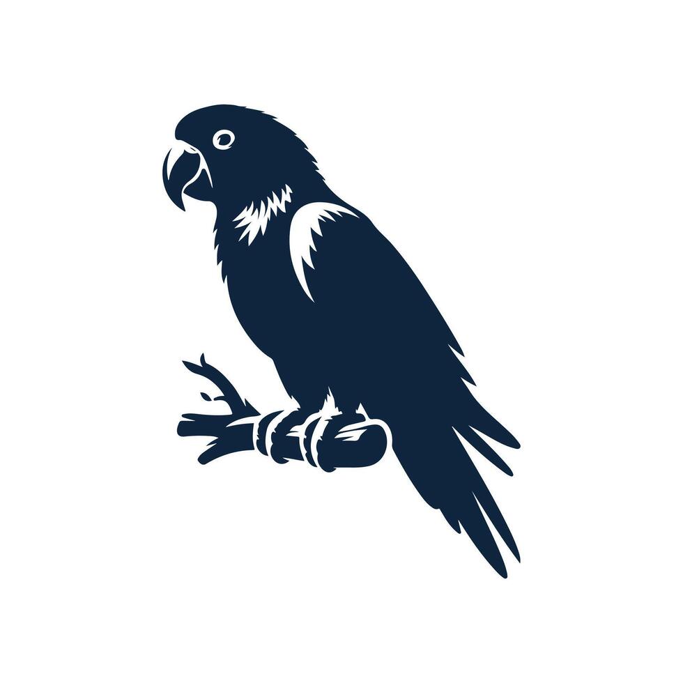 parrot silhouette , parrot logo, parrot icon, parrot clipart illustration on white background vector