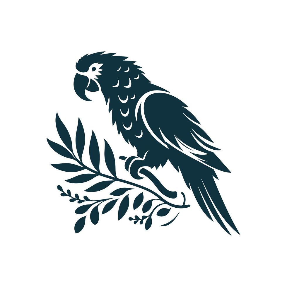 parrot silhouette , parrot logo, parrot icon, parrot clipart illustration on white background vector