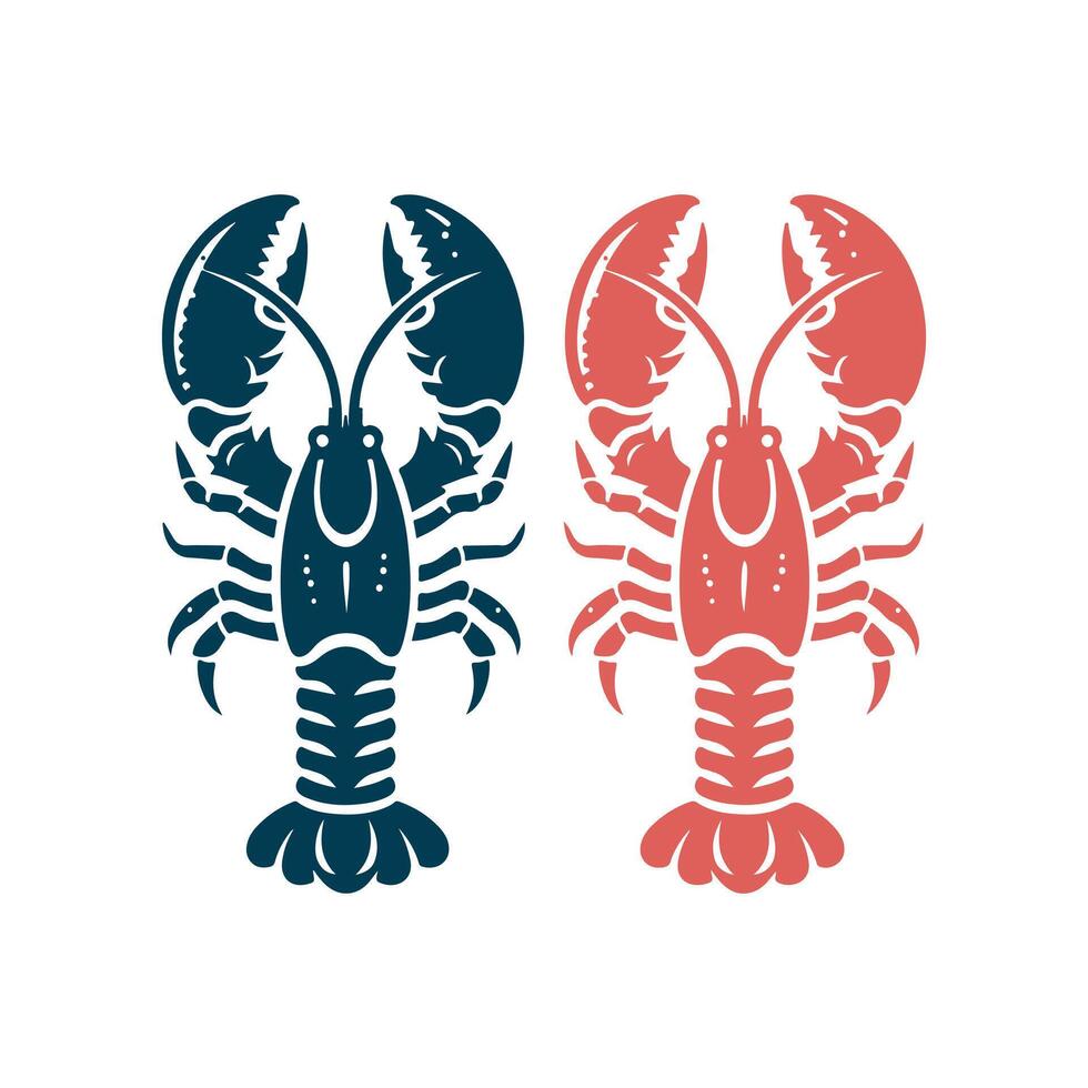 Lobster, fish silhouette Clip art isolated illustration on white background vector