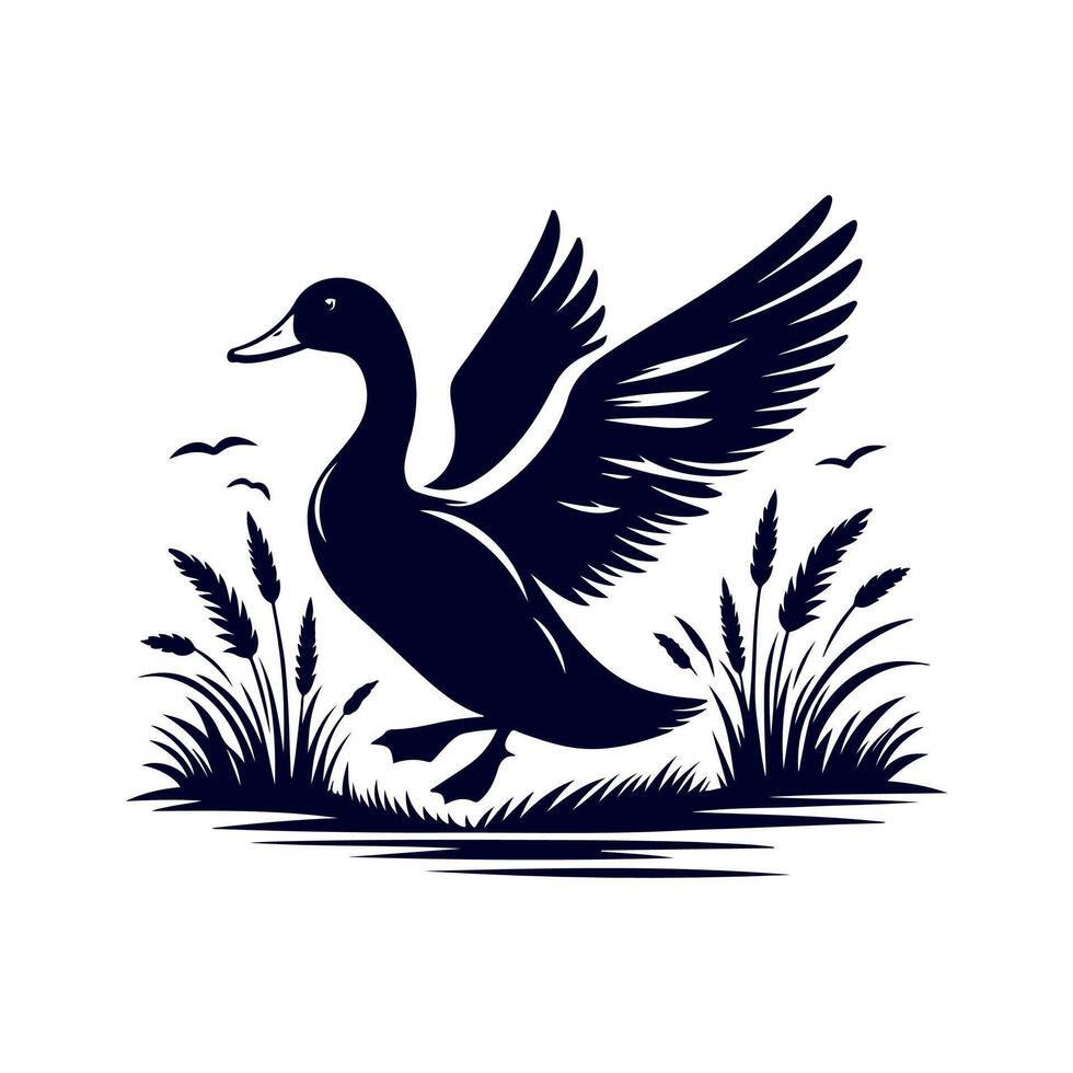 Duck silhouette Clip art isolated illustration on white background vector