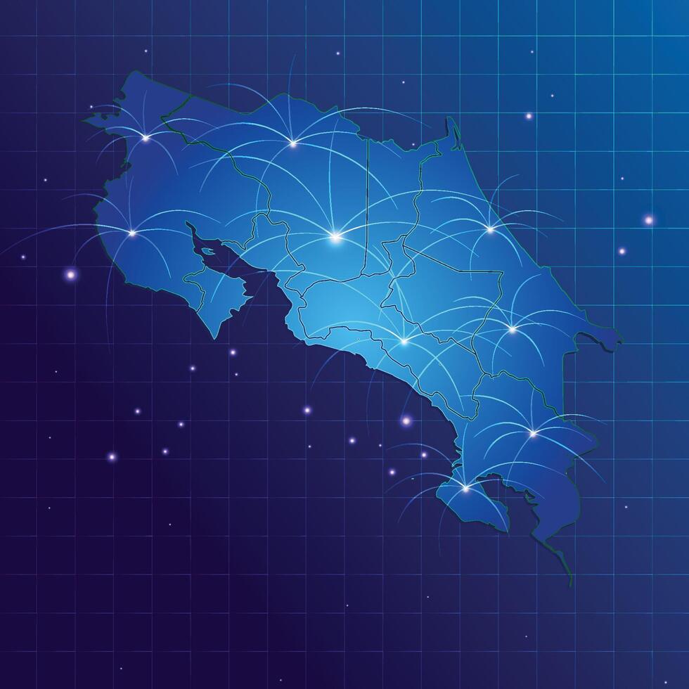 Costa Rica map vecto internet network vector