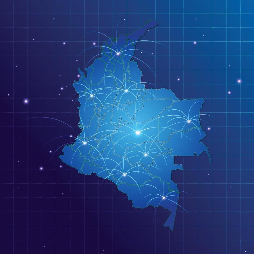Colombia map vecto internet network vector