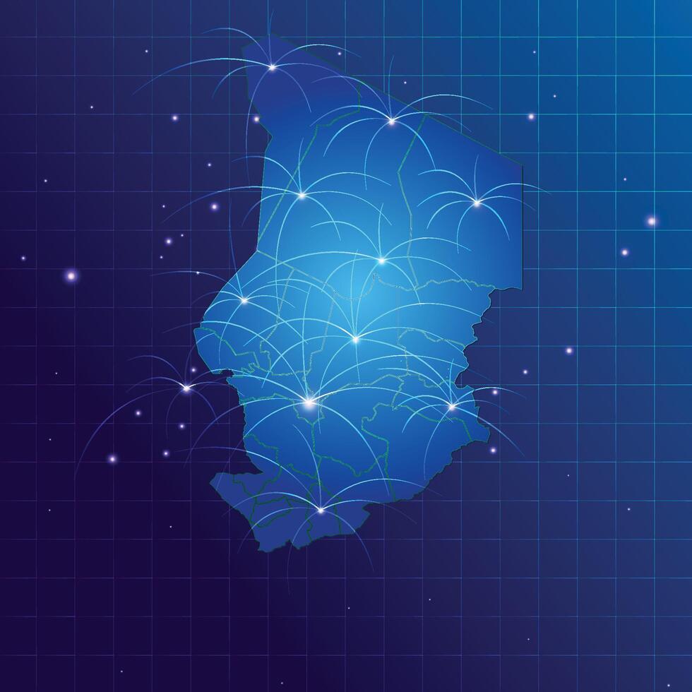 Chad mapa vecto Internet red vector