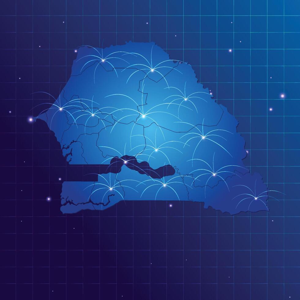 Senegal map vecto internet network vector