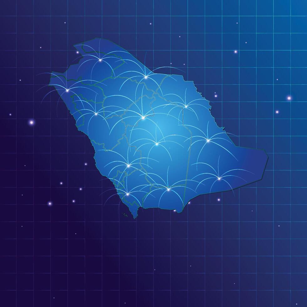 Saudi Arabia map vecto internet network vector