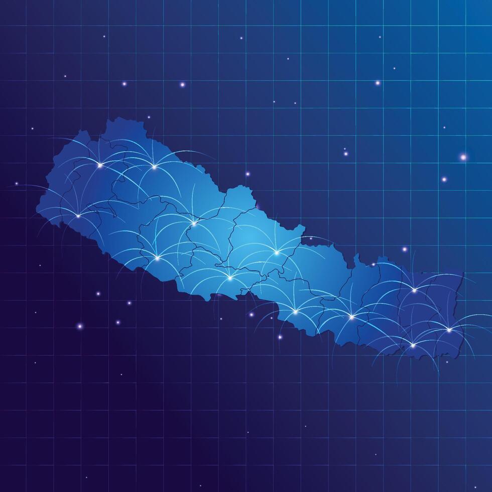 Nepal map vecto internet network vector