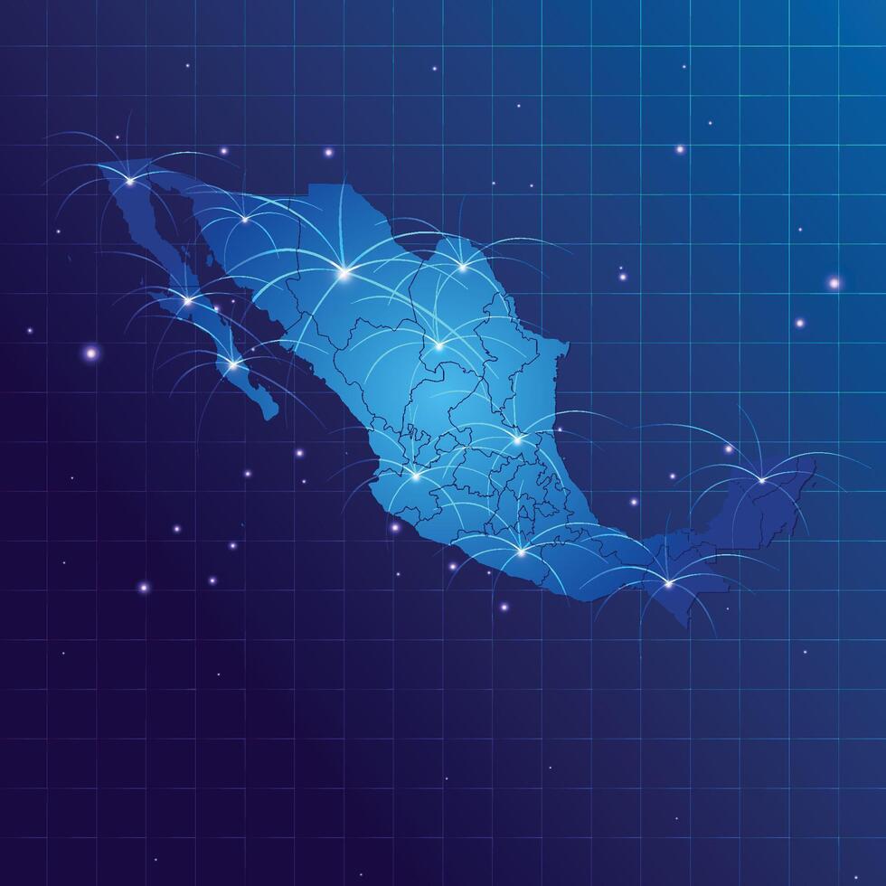 Mexico map vecto internet network vector