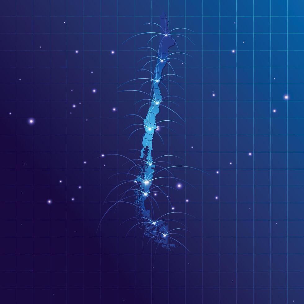 Chile map vecto internet network vector