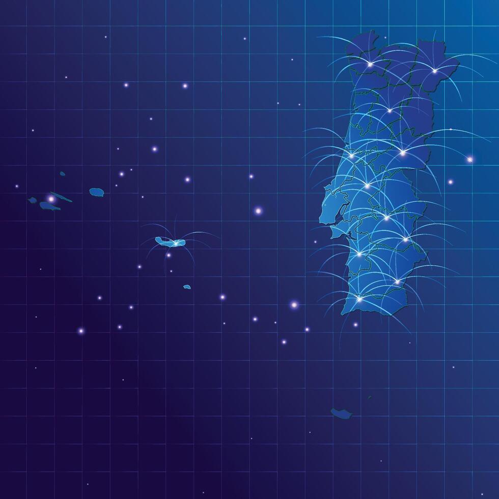 Portugal map vecto internet network vector