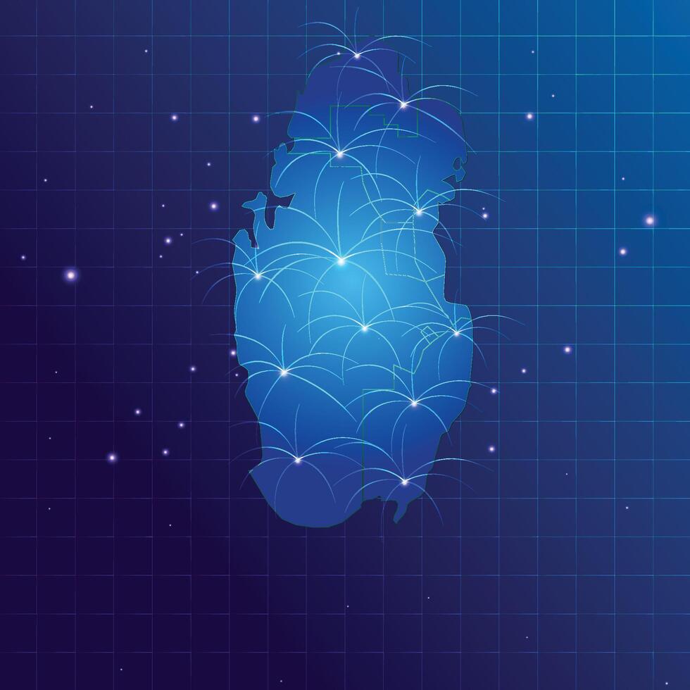 Qatar map vecto internet network vector