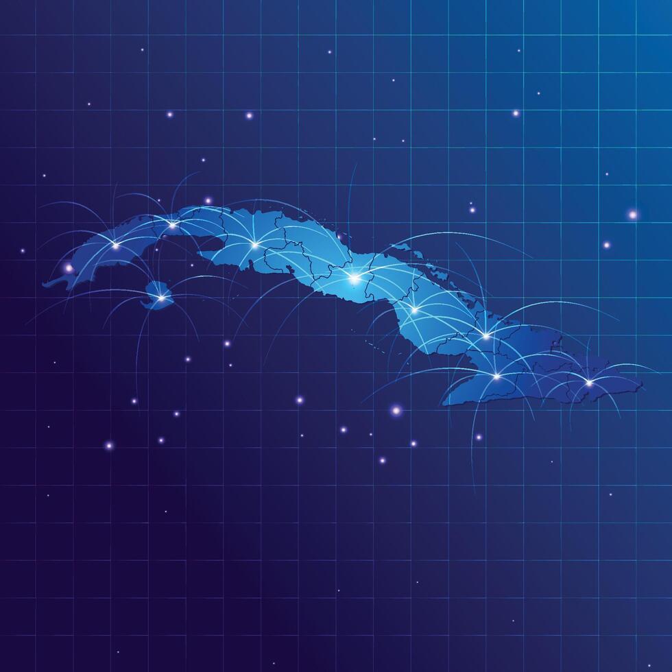Cuba map vecto internet network vector