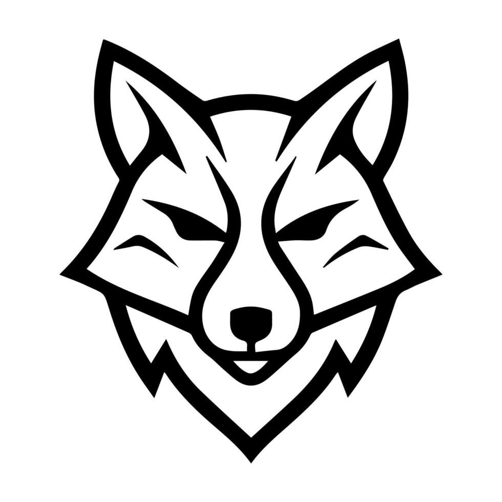 Fox Heraldic logo or modern line icon. line art and icon design with bold outline. Black and white Pixel Perfect minimalistic symbol isolate white background. Creative logotype vector