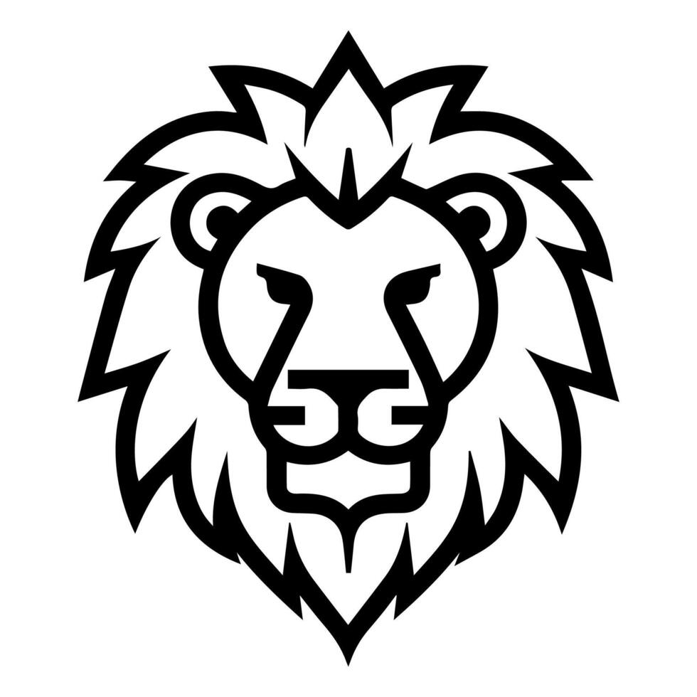 Lion logo or modern line icon. line art and icon design with bold outline. Black and white Pixel Perfect minimalistic symbol isolate white background. Creative logotype vector