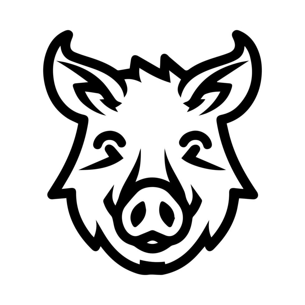 Boar logo or modern line icon. line art and icon design with bold outline. Black and white Pixel Perfect minimalistic symbol isolate white background. Creative logotype vector