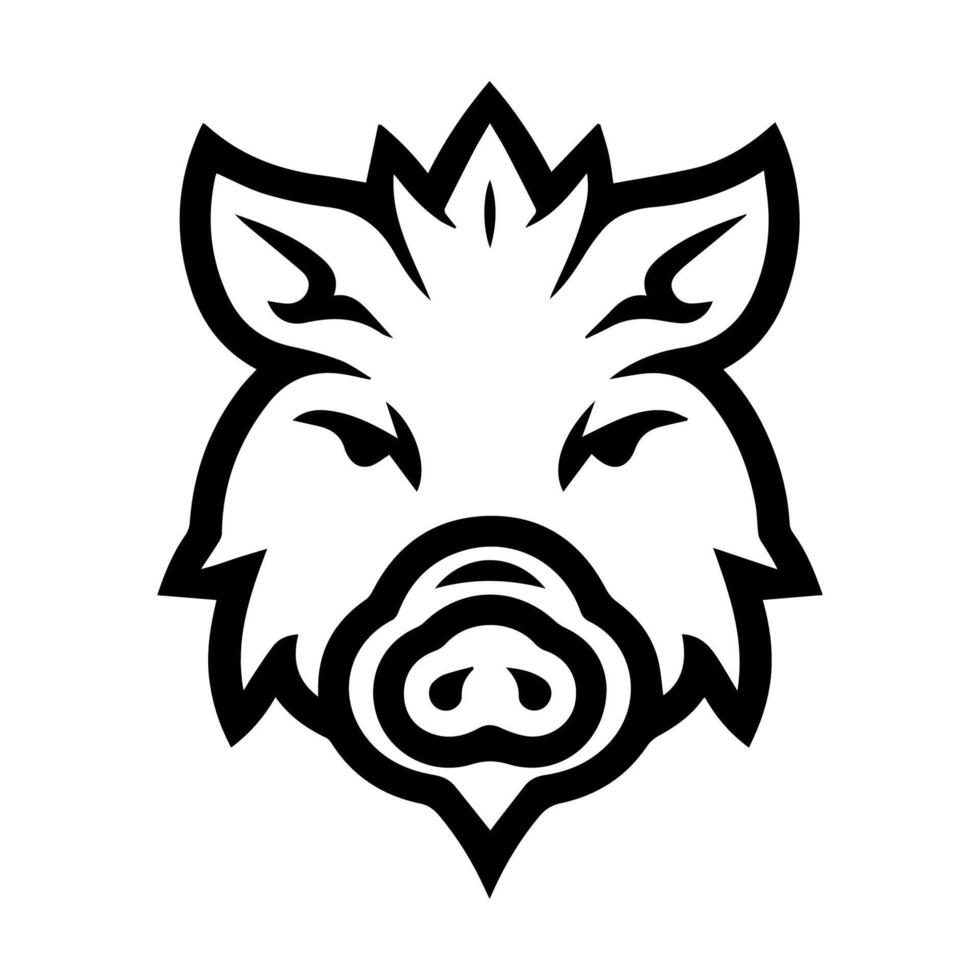 Boar logo or modern line icon. line art and icon design with bold outline. Black and white Pixel Perfect minimalistic symbol isolate white background. Creative logotype vector