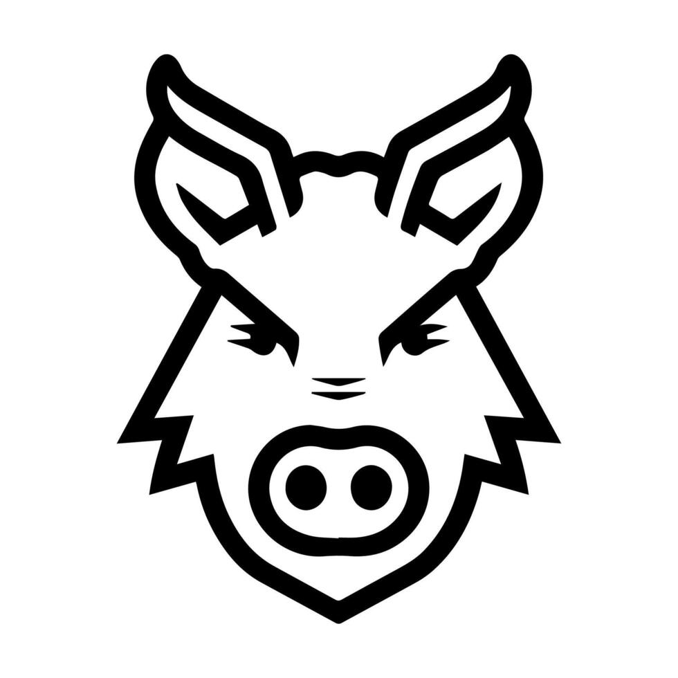 Boar logo or modern line icon. line art and icon design with bold outline. Black and white Pixel Perfect minimalistic symbol isolate white background. Creative logotype vector