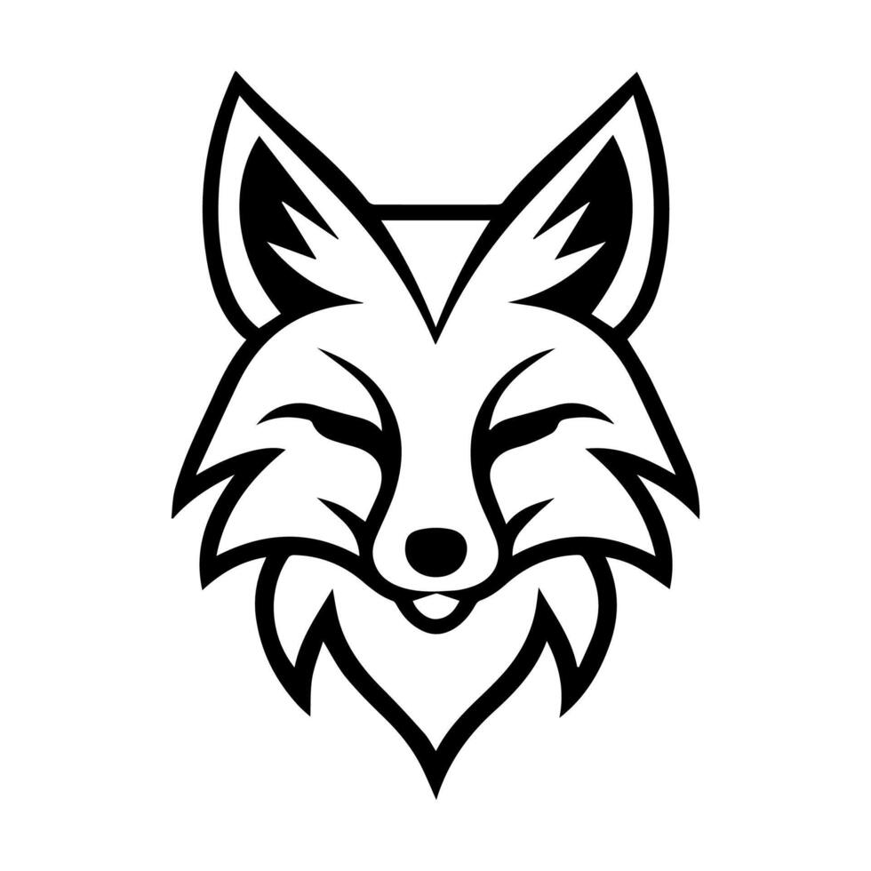 Fox Heraldic logo or modern line icon. line art and icon design with bold outline. Black and white Pixel Perfect minimalistic symbol isolate white background. Creative logotype vector