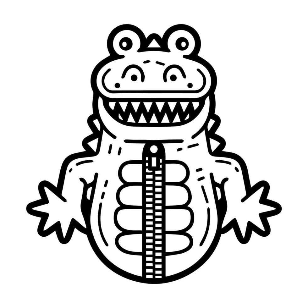 Croc Zipper logo or modern line icon. line art and icon design with bold outline. Black and white Pixel Perfect minimalistic symbol isolate white background. Creative logotype vector