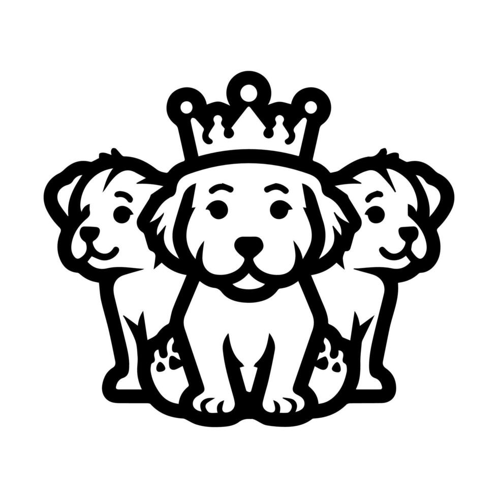 Royal Pets logo or modern line icon. line art and icon design with bold outline. Black and white Pixel Perfect minimalistic symbol isolate white background. Creative logotype vector