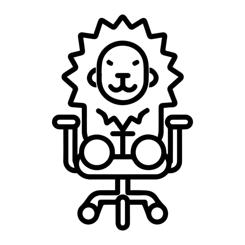 Lion on chair logo or modern line icon. line art and icon design with bold outline. Black and white Pixel Perfect minimalistic symbol isolate white background. Creative logotype vector