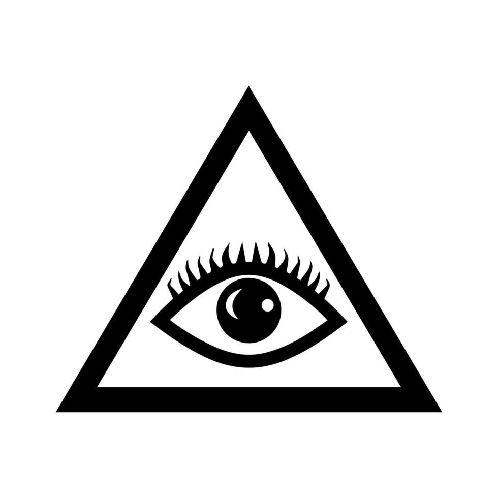 Triangle Eye logo or modern line icon. line art and icon design with bold outline. Black and white Pixel Perfect minimalistic symbol isolate white background. Creative logotype vector