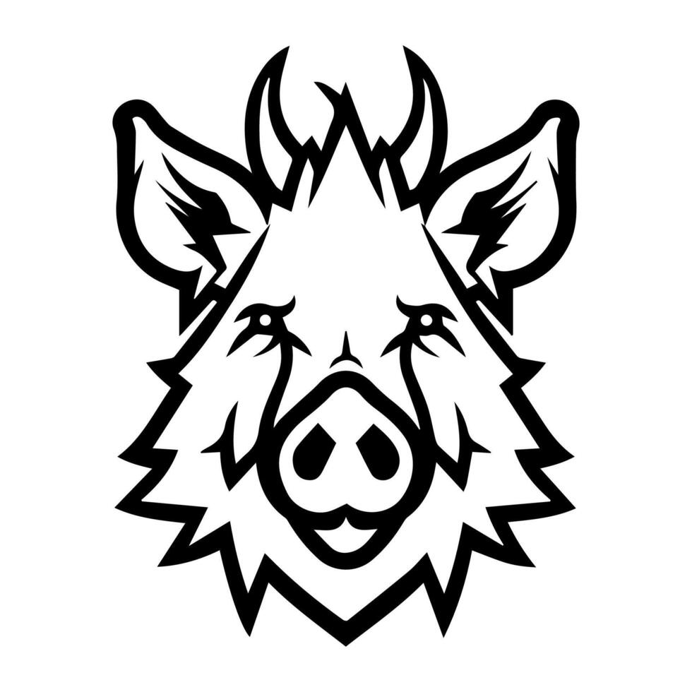 Boar logo or modern line icon. line art and icon design with bold outline. Black and white Pixel Perfect minimalistic symbol isolate white background. Creative logotype vector