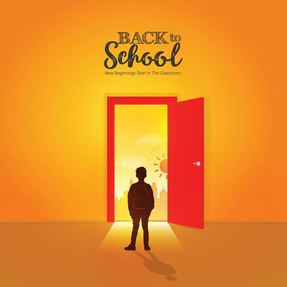 Back to School Creative Ads Design. Back to School, student and pencil educational elements icon isolated on Template for background. Back to School Poster, . illustration, August. Important day vector